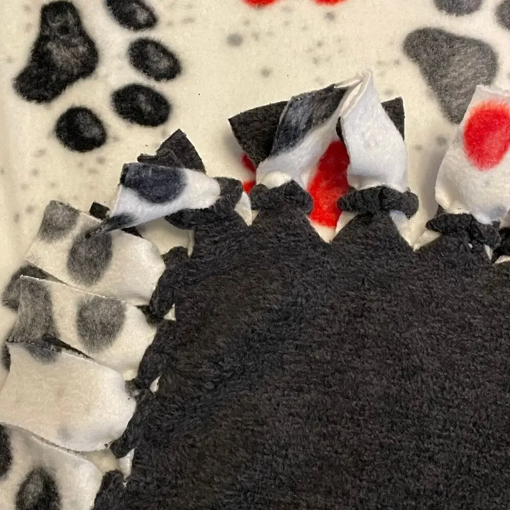 Paw Print Fleece Fringe Blanket 25.5